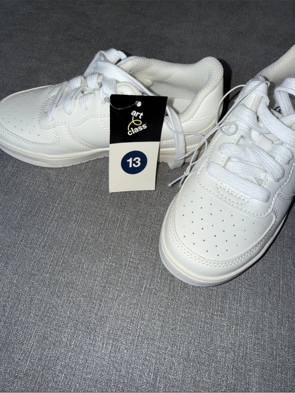 Art Class Kids' White Athletic Laced Sneakers - Size 13